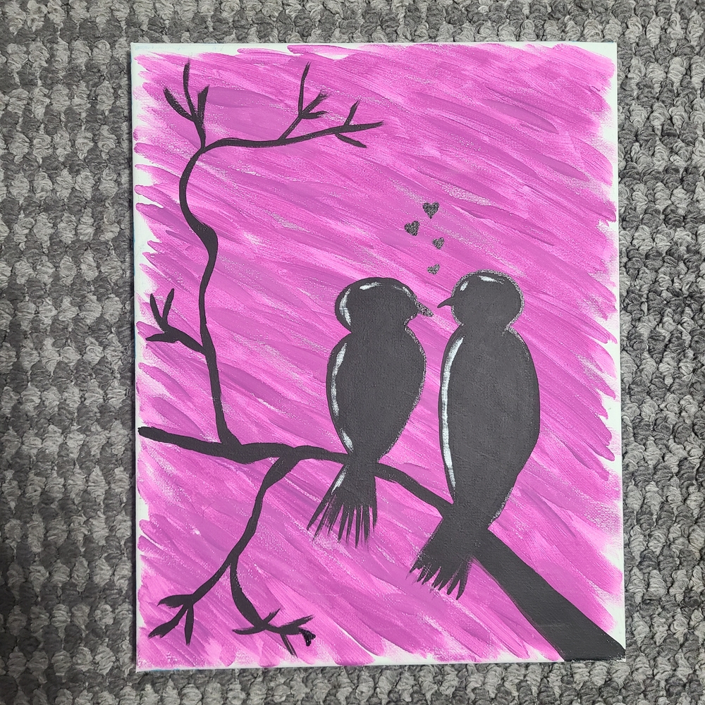 Hand Painted LIVE BIRDS by me Kasie Bennett‎ 14"x11"